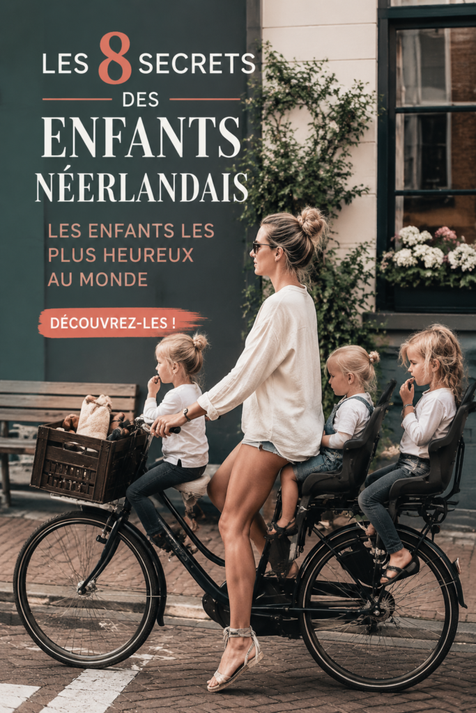 Une mère et son enfant à vélo dans un parc, symbolisant l'éducation et le bonheur néerlandais.