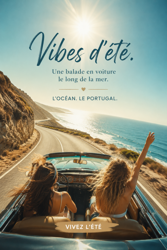 Plage ensoleillée au Portugal avec des parasols et des chaises longues