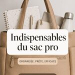 Femme avec un sac de travail bien organisé en milieu urbain