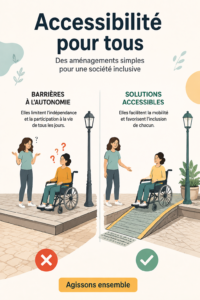Une femme souriante utilisant un scooter accessible dans un environnement urbain moderne.