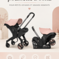 Doona transformable en siège auto et poussette, couleur grise.