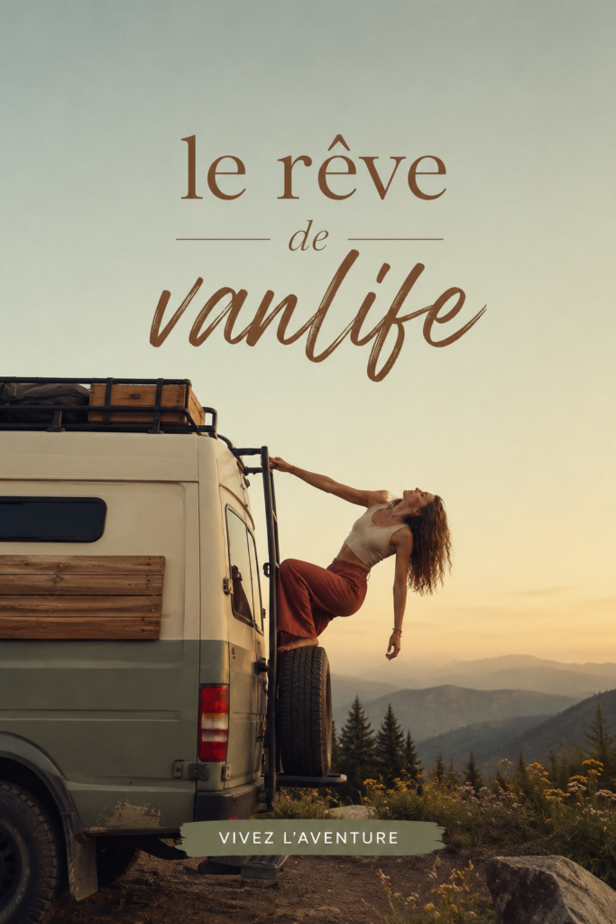 Un van aménagé au bord de la mer, symbole d'une vie de nomade et d'évasion.