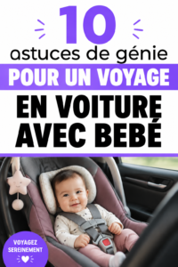 Une mère et son bébé occupant un véhicule pour un road trip