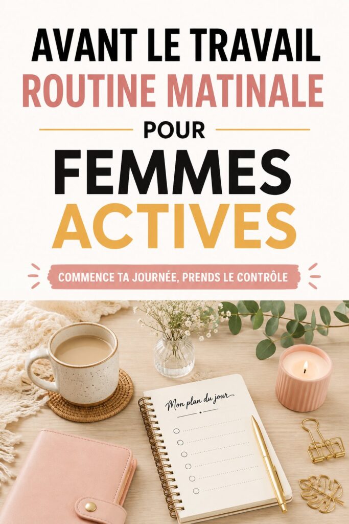 Femme heureuse en train de méditer le matin, préparant sa journée avec sérénité.