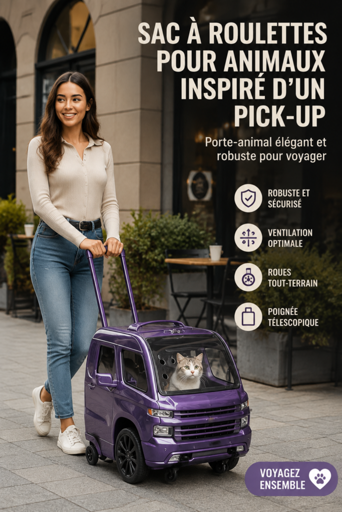 Sac à dos élégant pour animaux inspiré par le design pick-up, parfait pour les voyages