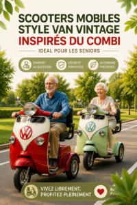 Scooter de mobilité inspiré par Volkswagen dans un cadre urbain, adapté aux seniors