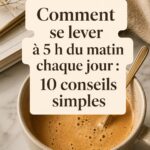 Femme souriante se préparant pour la journée à 5h du matin