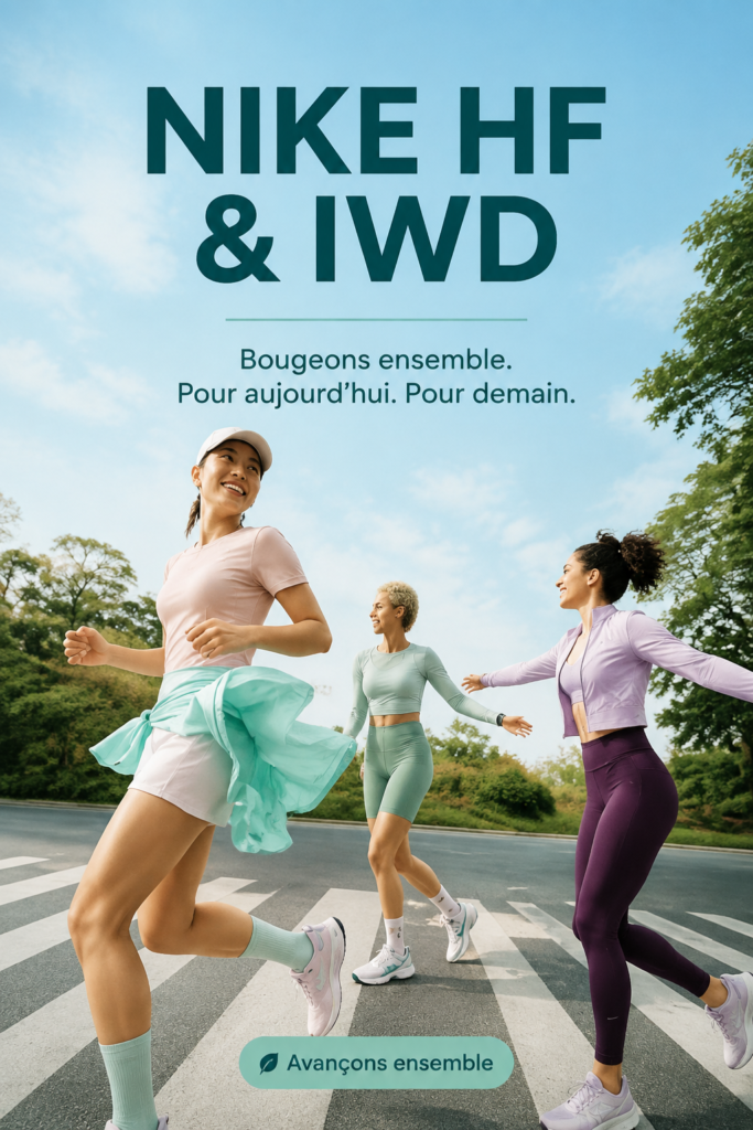 Femme portant une tenue Nike moderne et dynamique, symbole de la mode sportive.