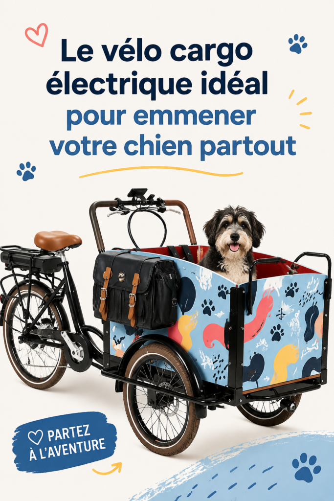 Un vélo cargo électrique avec un espace sécurisé pour un chien dans un cadre urbain