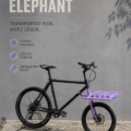 Vélo éléphant sur une rue urbaine, prêt à transporter des marchandises.