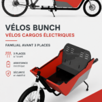 Vélo cargo électrique en milieu urbain avec enfants à bord
