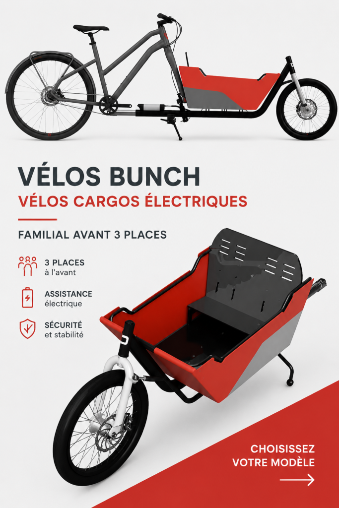 Vélo cargo électrique en milieu urbain avec enfants à bord