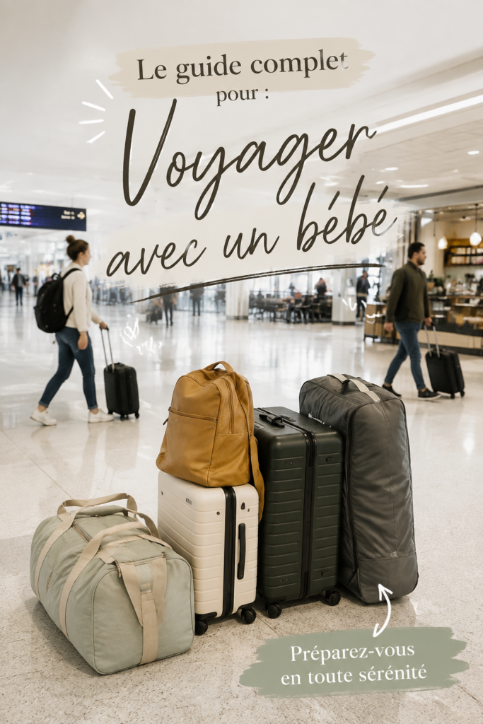 Une mère souriante porte son bébé dans un porte-bébé pendant un voyage en pleine nature.