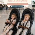 Maman et ses deux enfants découvrant l'aéroport avant un vol pour l'Europe.