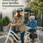 Vélo cargo Yuba en ville, transportant une famille avec enfants