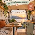Sanitaire chaleureux dans un van aménagé, parfait pour les voyages confortables.