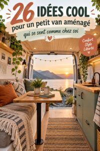 Sanitaire chaleureux dans un van aménagé, parfait pour les voyages confortables.