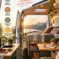 Aménagement intérieur d'un van avec des meubles fonctionnels et stylés