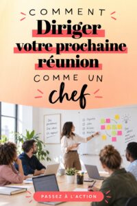 Femme animant une réunion autour d'une table, ambiance conviviale.