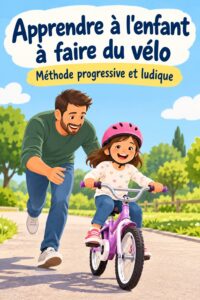 Un parent encourage son enfant à faire du vélo dans un parc
