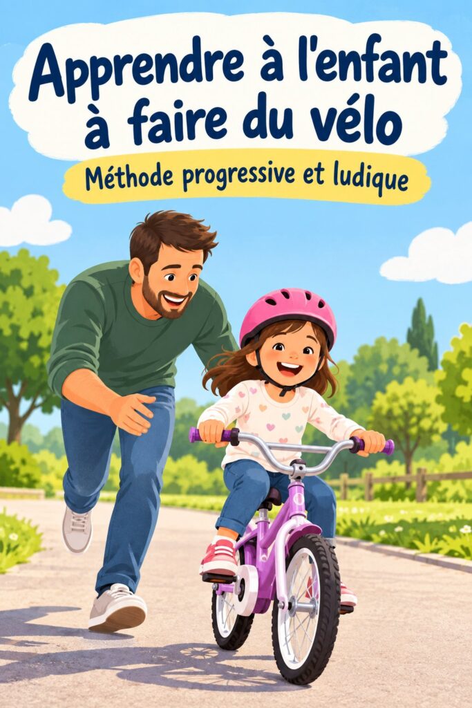 Un parent encourage son enfant à faire du vélo dans un parc