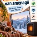 Un van avec un chauffage installé, prêt pour l'hiver.