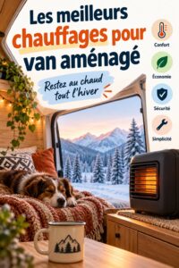Un van avec un chauffage installé, prêt pour l'hiver.