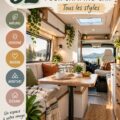 Intérieur d'un van aménagé avec goût, présentant un espace chaleureux et harmonieux.