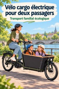 Un e-quadcycle pour deux passagers dans un cadre urbain, illustrant la mobilité moderne.