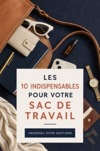 Une femme tenant un sac de travail bien organisé lors de ses déplacements en ville.