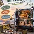 Fiat Doblo aménagé en mini camper van au bord de la rivière