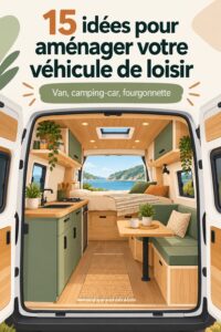 Un van aménagé avec un intérieur chaleureux et pratique, parfait pour les escapades.