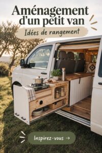 Intérieur bien rangé et organisé d'un petit van