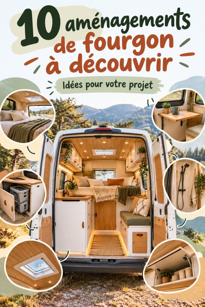 Aménagement intérieur d'un van transformé en espace de vie confortable
