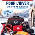 Un kit d'urgence bien préparé pour l'hiver avec des éléments essentiels à proximité du volant.