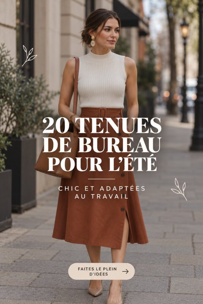Femme en tenue d'été chic pour le bureau avec un sourire