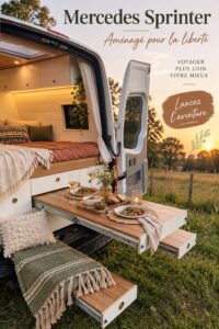 Mercedes Sprinter aménagé en camping-car par Blackbird Camper Co., prêt pour l'aventure