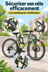 Un vélo sécurisé avec un cadenas de qualité, dans un environnement urbain.