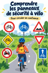 Cycliste respectant un panneau de signalisation dans un environnement urbain