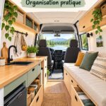 Intérieur d'un fourgon propre et bien aménagé