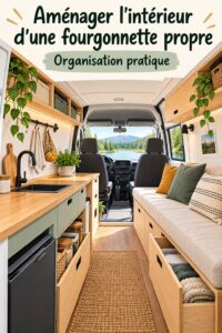 Intérieur d'un fourgon propre et bien aménagé