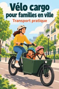 Un vélo cargo Bogbi sur un chemin urbain, montrant son design pratique et moderne.