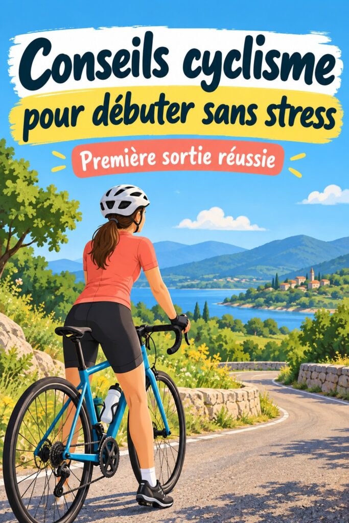 Femme souriante sur un vélo dans un parc urbain, prête à explorer.