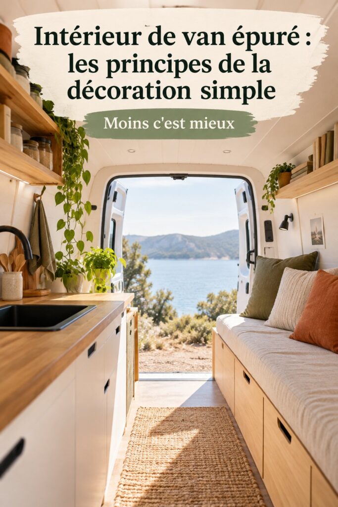 Intérieur de van épuré avec décoration simple et fonctionnelle