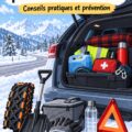 Kit de survie pour voiture en hiver avec essentiels comme couverture et chaînes