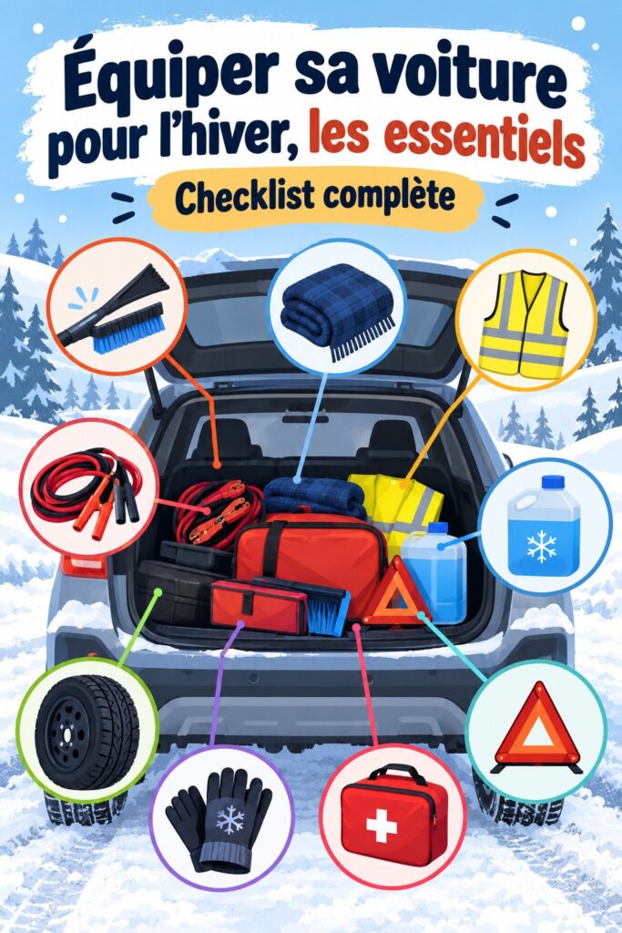 Une voiture équipée pour l'hiver, prête à affronter la neige.