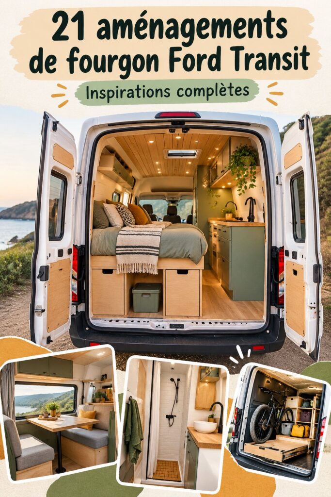 Ford Transit aménagé avec un intérieur moderne et spacieux