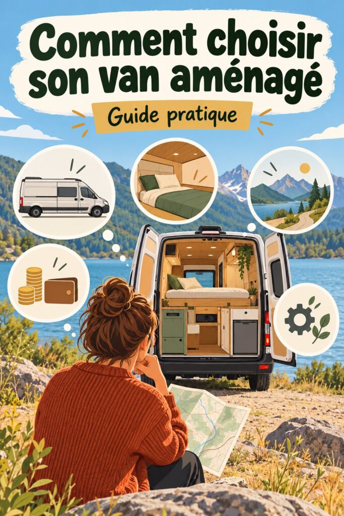 Van aménagé dans un paysage naturel, prêt pour l'aventure