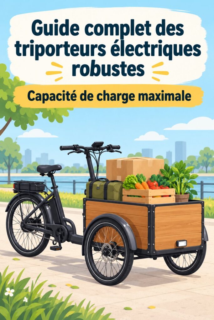 Un triporteur électrique robuste prêt pour la route, mettant en avant sa capacité de charge.
