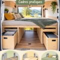 Un lit de camping-car personnalisé, confortable et accueillant.